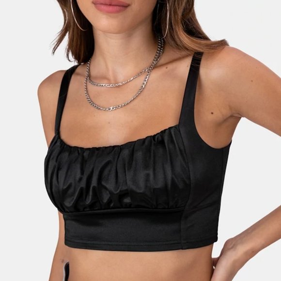 Black Forever 21 Satin Crop Top - NWT - Picture 1 of 5
